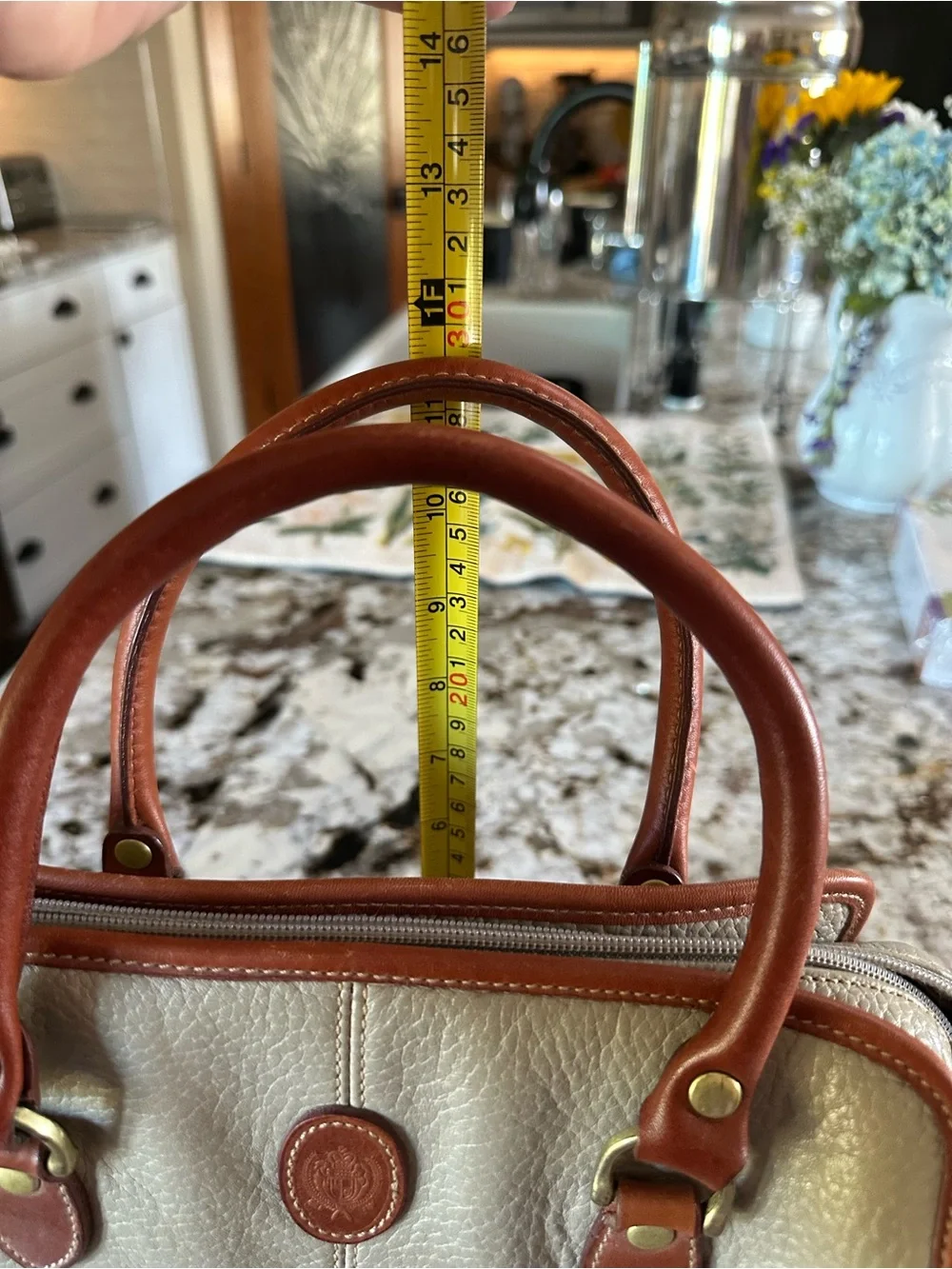 Liz Claiborne Genuine Leather Satchel Crossbody Bag Taupe Brown